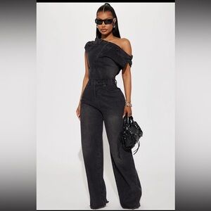 Black denim jumpsuit, new with tag, size 1X